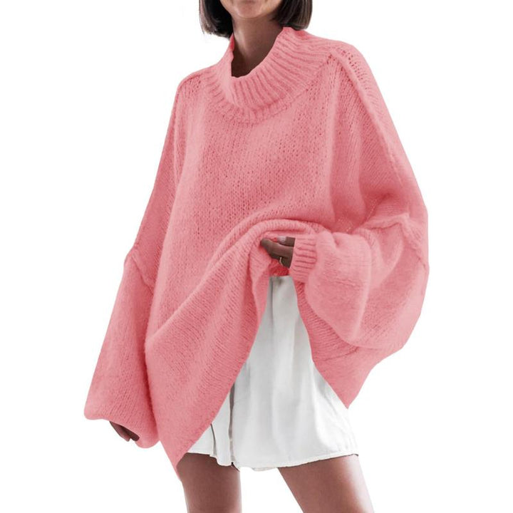 RUSSEL™ - Women's Ribbed Knit Mock Neck Batwing Sweater Long Sleeve Casual Tunic