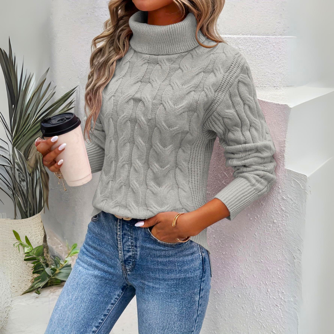 Giorgia – Cable Knit Roll Neck Jumper