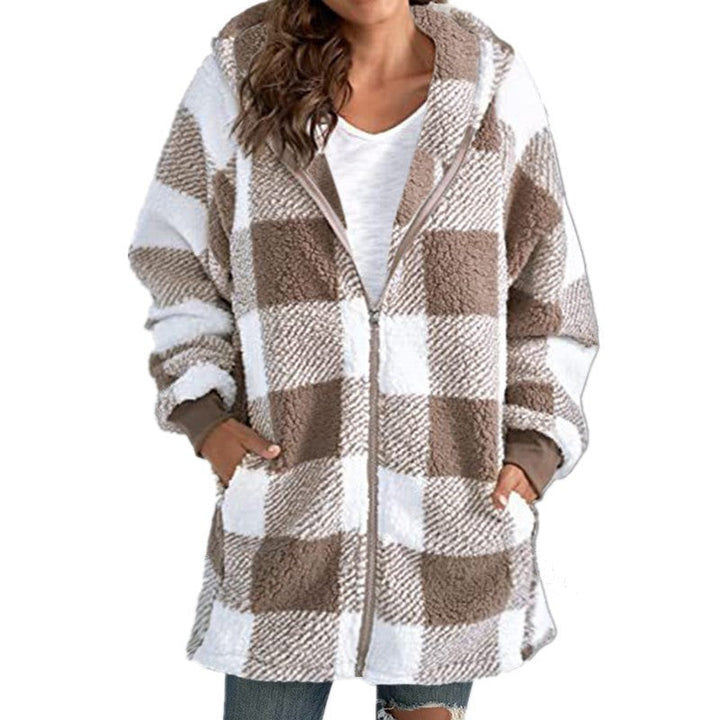 ARABELLA™ - Plaid Fleece Long Sleeve Hooded Coat
